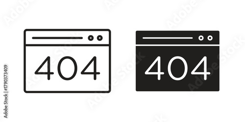 404 Error icon vector with glyph style. Stroke liner icons