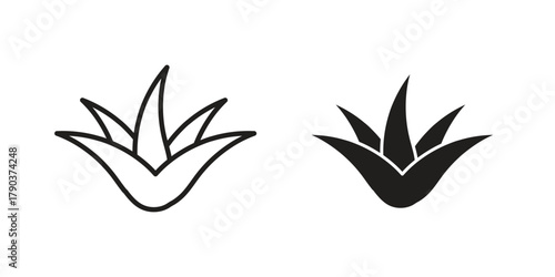 Aloe vera icon vector with glyph style. Stroke liner icons