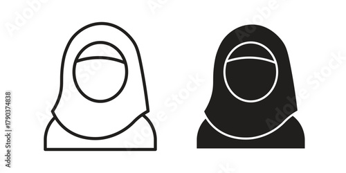 Arab woman icon vector with glyph style. Stroke liner icons