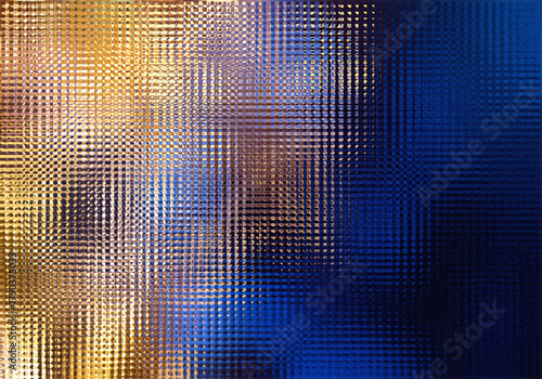 Abstract Grid of Metallic Gold and Deep Blue Creating an Intricate Woven Effect with Shimmering Textures and Contrasting Hues