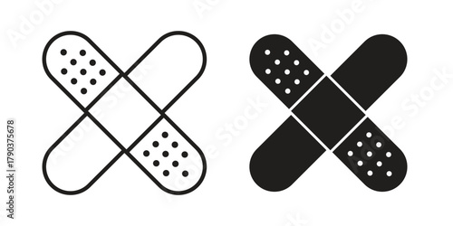 Band aid icon vector with glyph style. Stroke liner icons