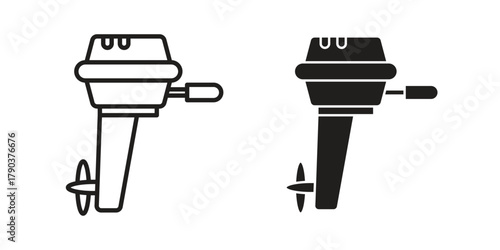 Boat Engine icon vector with glyph style. Stroke liner icons