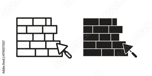 Brickwork icon vector with glyph style. Stroke liner icons