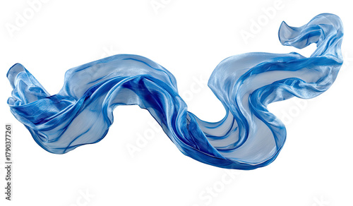 Flowing blue fabric with swirls on black background