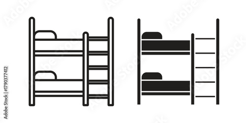 Bunk bed icon vector with glyph style. Stroke liner icons