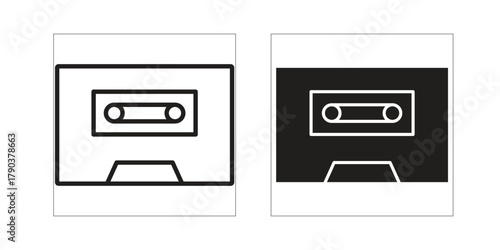 Cassette tape icon vector with glyph style. Stroke liner icons