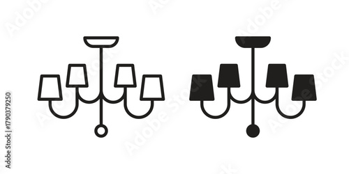 Chandelier icon vector with glyph style. Stroke liner icons
