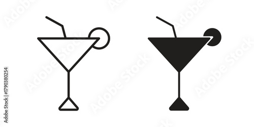 Cocktail icon vector with glyph style. Stroke liner icons