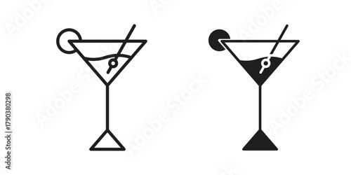 Cocktail icon vector with glyph style. Stroke liner icons
