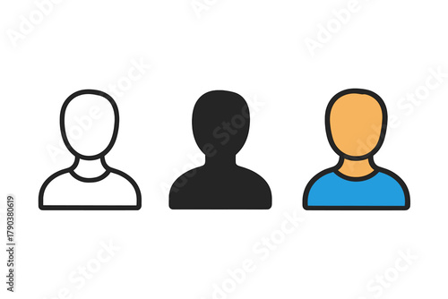 Minimalist Character Sketches. Minimalist character sketch icon: three identical rough character sketches in a row, first in line