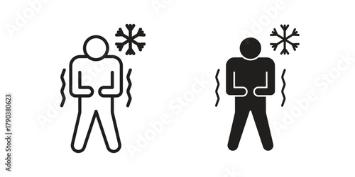 Cold human icon vector with glyph style. Stroke liner icons