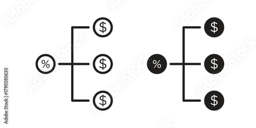 Commission icon vector with glyph style. Stroke liner icons