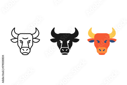 Stylized Mascot Trio. Minimalist team mascot icon: three identical sports mascots in a row, first in line style with thin outline,