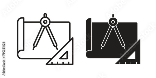 Construction plan vector with glyph style. Stroke liner icons. vector glyph flat icons