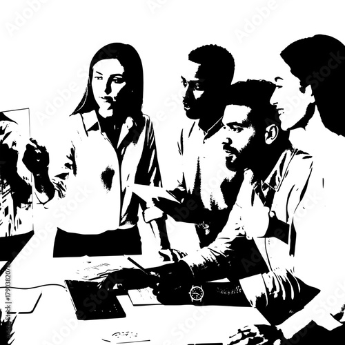 Focused multicultural business colleagues discussing strategies in a bright collaborative modern office setting for a productive planning session