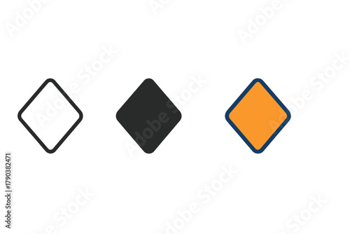 Minimalist Keyframe Icons. Minimalist keyframe icon: three identical keyframe icons in a row, first in line style with thin