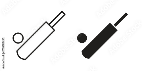 Cricket icon vector with glyph style. Stroke liner icons