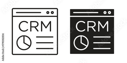 CRM icon vector with glyph style. Stroke liner icons