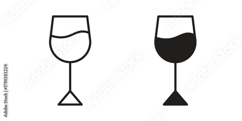 Cup of wine icon vector with glyph style. Stroke liner icons