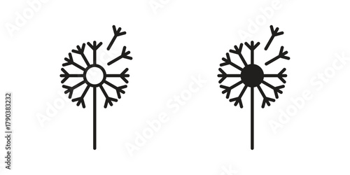 Dandelion icon vector with glyph style. Stroke liner icons