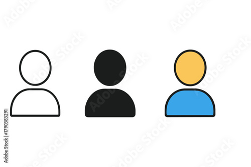 Minimalist Character Sketches. Minimalist character sketch icon: three identical rough character sketches in a row, first in line