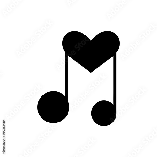 Minimal Love Music Symbol Creative Heart with Clef Icon Line Art Vector illustration