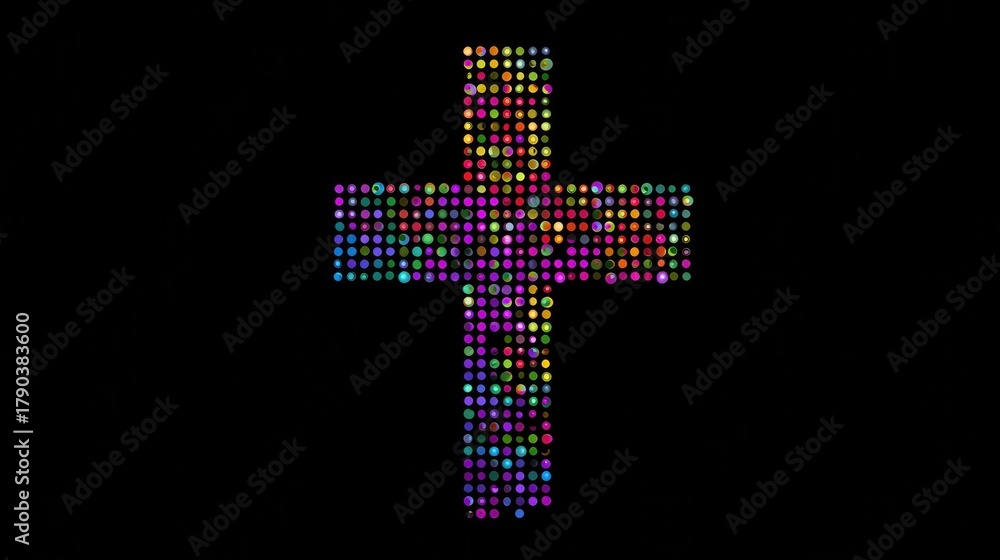 Obraz premium A Cross Representing using colorful dot