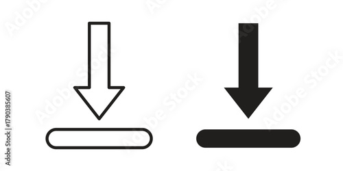 Download icon vector with glyph style. Stroke liner icons