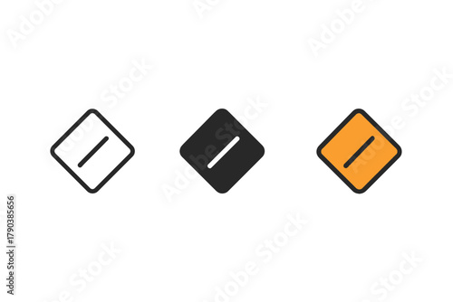 Minimalist Keyframe Icons. Minimalist keyframe icon: three identical keyframe icons in a row, first in line style with thin