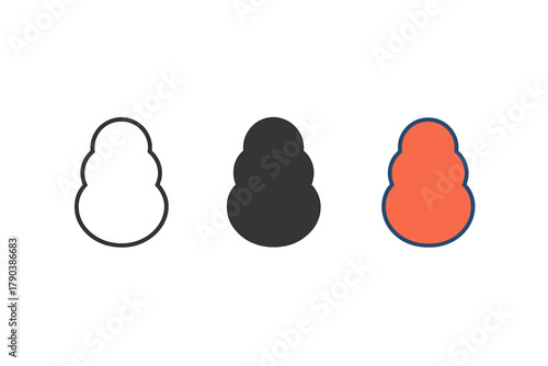 Enrichment Toy Icons. Minimalist enrichment toy icon: three identical animal enrichment toys in a row, first in line style with
