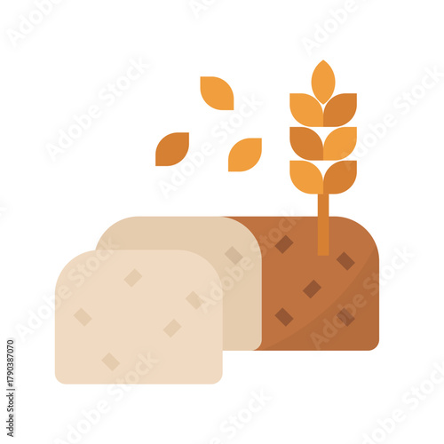 wheat bread flat vector illustration isolated on white background