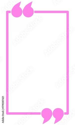 Soft pink rectangular frame with quote marks, ideal for feminine design layout.
