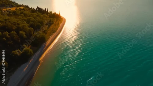 Tranquil Sunset over Serene Coastal Landscape for Nature Photography and Wall Art
