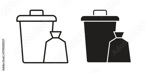 Garbage icon vector with glyph style. Stroke liner icons