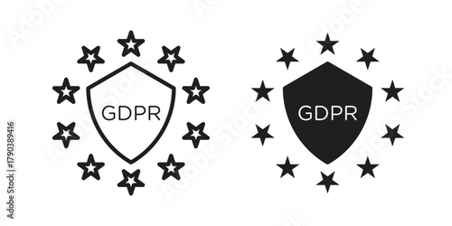 GDPR icon vector with glyph style. Stroke liner icons