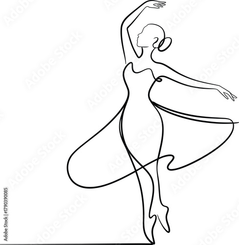 Elegant Ballerina in Single Line Drawing Style dance