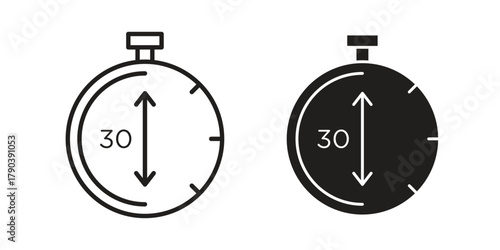 Half hour icon vector with glyph style. Stroke liner icons