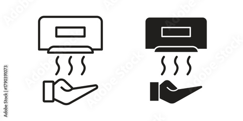 Hand dryer icon vector with glyph style. Stroke liner icons