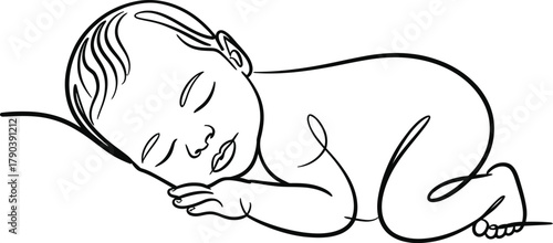 Sleeping Baby Line Art Illustration newborn infant