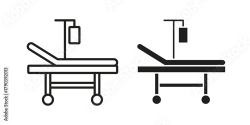 Hospital bed icon vector with glyph style. Stroke liner icons