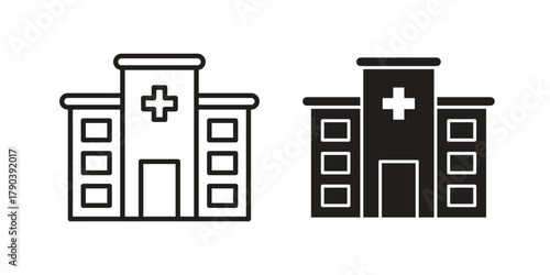 Hospital icon vector with glyph style. Stroke liner icons