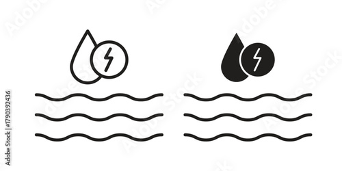 Hydraulic energy icon vector with glyph style. Stroke liner icons