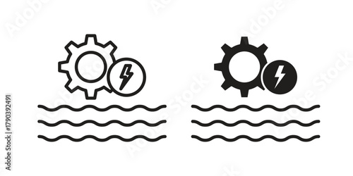Hydraulic energy icon vector with glyph style. Stroke liner icons