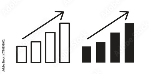 Increasing stocks icon vector with glyph style. Stroke liner icons