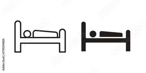 Laying in bed icon vector with glyph style. Stroke liner icons