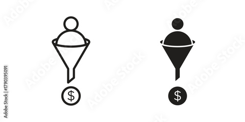 Lead conversion icon vector with glyph style. Stroke liner icons