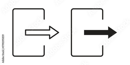 Logout icon vector with glyph style. Stroke liner icons