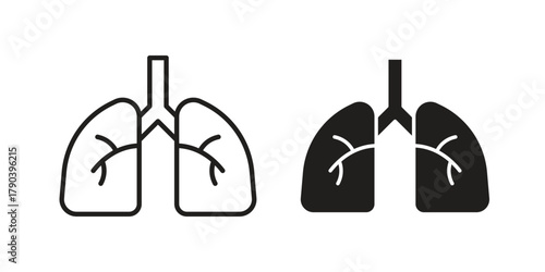 Lungs icon vector with glyph style. Stroke liner icons