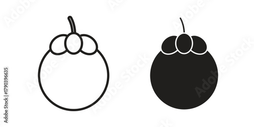 Mangosteen icon vector with glyph style. Stroke liner icons