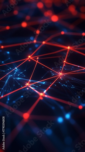 Stars Connect in a Vibrant Network of Glowing Lines and Dots in Deep Space Scene